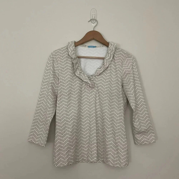 J McLaughlin Durham Ruffle Chevron Catalina Cloth Top Size Small - Picture 1 of 5